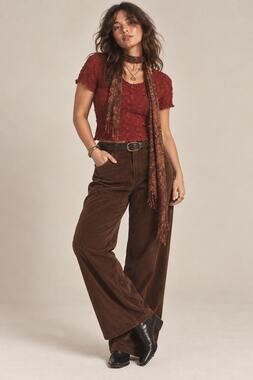 VTG Haystacks Roccoco Red Textured Popcorn Tee OS Y2K Autumn Fall Layer Boho
